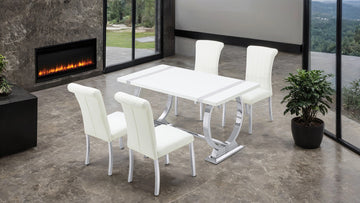 Holstebro Silver/White 60" Dining Table - Ornate Home