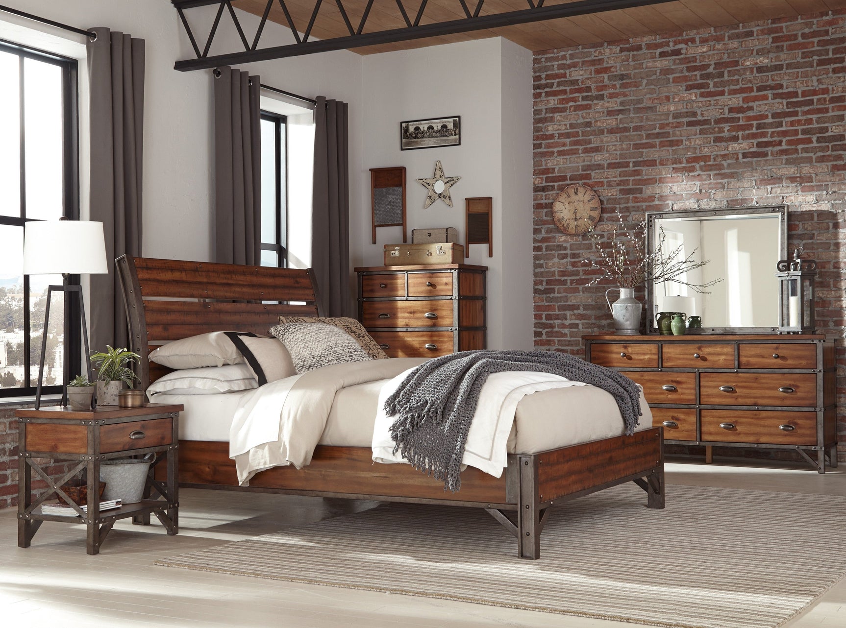 Holverson Brown/Gunmetal California King Platform Bed - Ornate Home