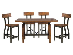 Holverson Rustic Brown/Gunmetal 5-piece Dinig Table Set - Ornate Home