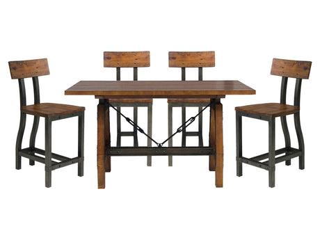 Holverson Rustic Brown/Gunmetal 5-piece Dinig Table Set - Ornate Home