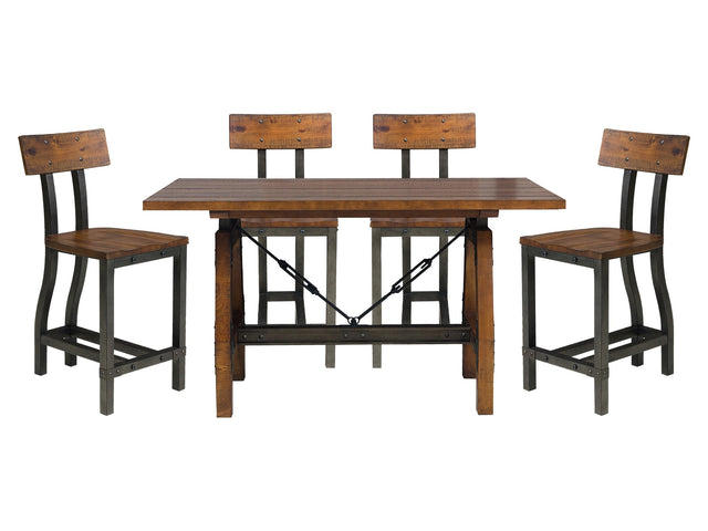 Holverson Rustic Brown/Gunmetal 5-piece Dinig Table Set - Ornate Home