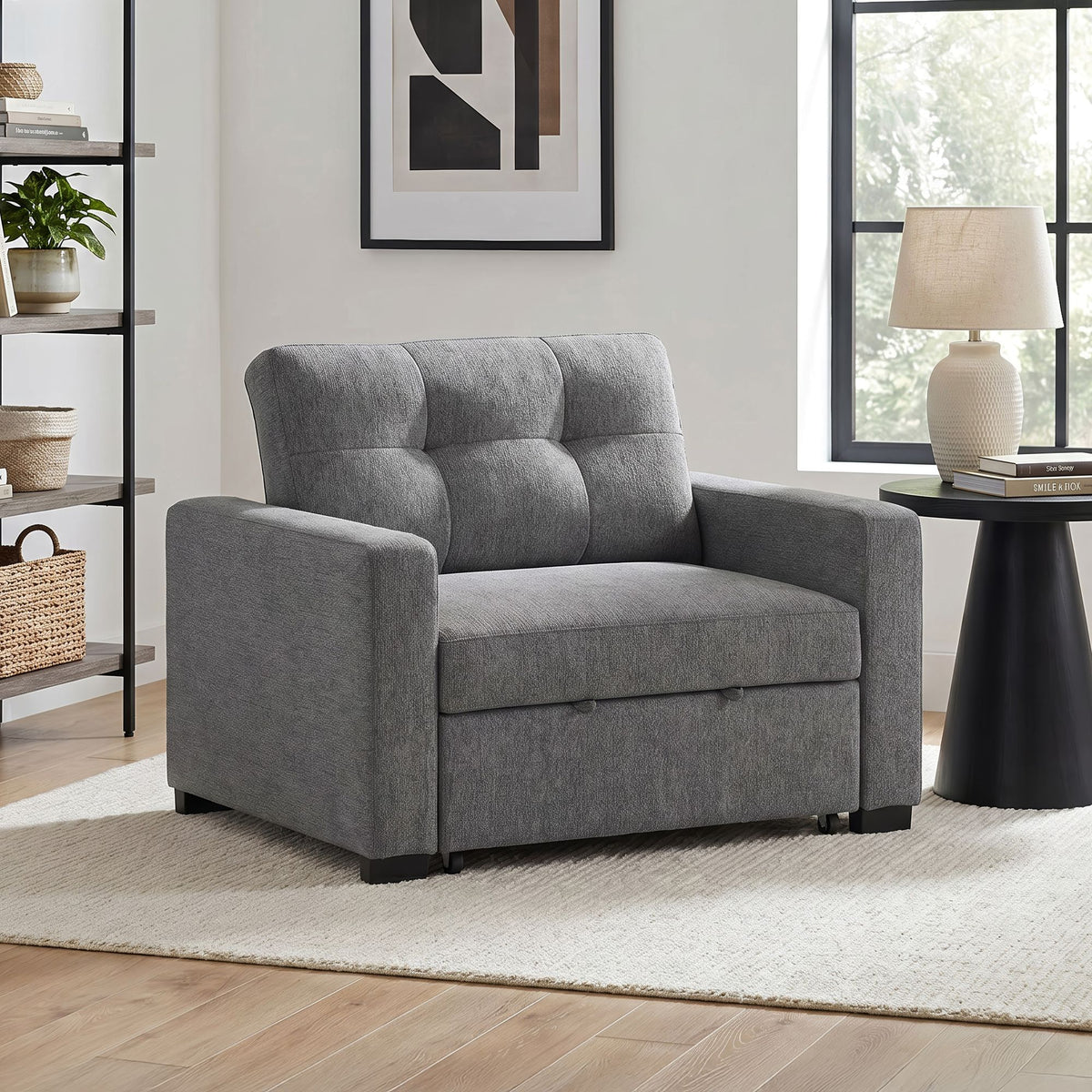 Homer Clementine Grey Klicklak Chair with Pull Out Bed - Ornate Home