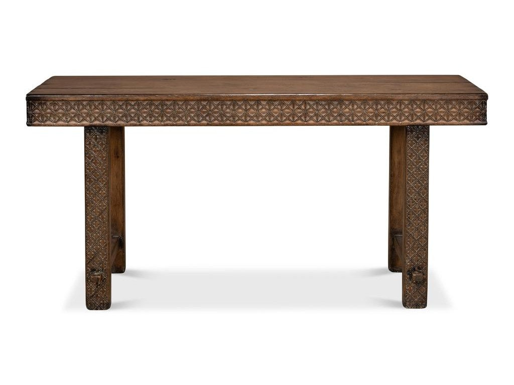 Honeycomb & Cross Brown Console Table - Ornate Home
