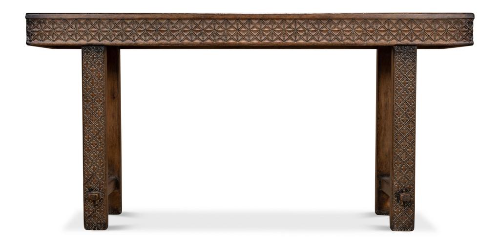 Honeycomb & Cross Brown Console Table - Ornate Home