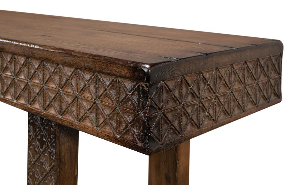 Honeycomb & Cross Brown Console Table - Ornate Home