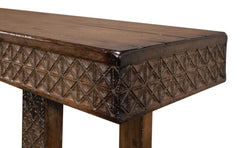 Honeycomb & Cross Brown Console Table - Ornate Home