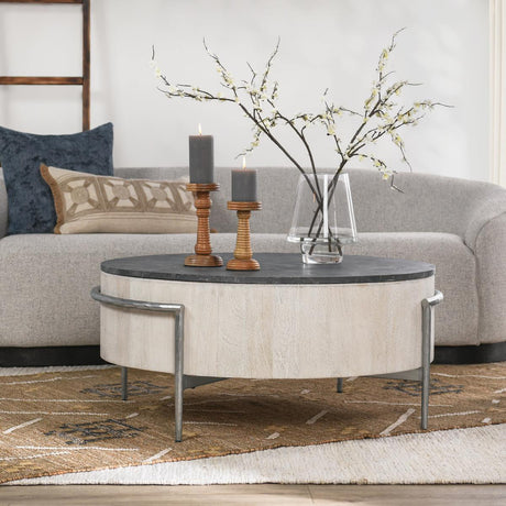 Honor Whitewash/Gray Round Coffee Table - Ornate Home