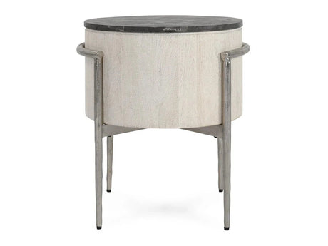 Honor Whitewash/Gray Stone Round End Table - Ornate Home
