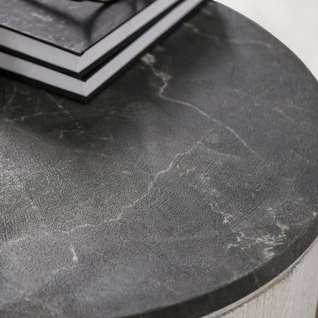 Honor Whitewash/Gray Stone Round End Table - Ornate Home