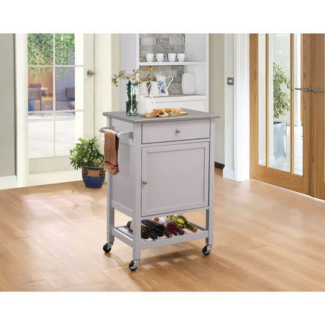Hoogzen Stainless Steel & Gray Kitchen Cart - Ornate Home