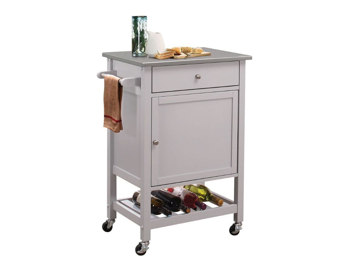 Hoogzen Stainless Steel & Gray Kitchen Cart - Ornate Home