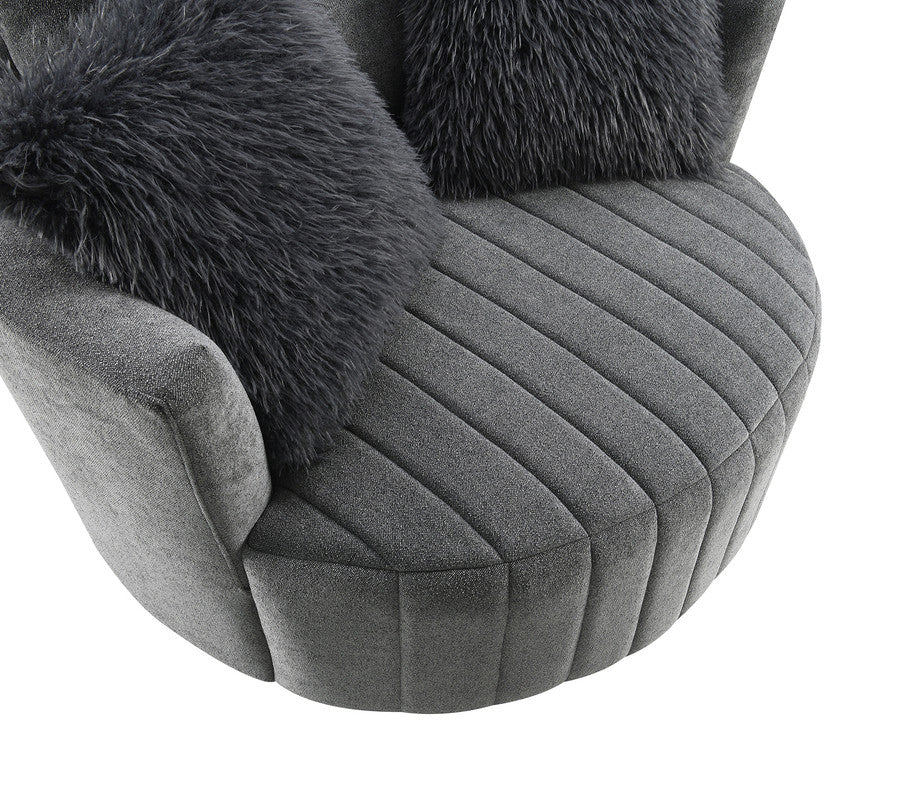 Hoople Dark Gray Swivel Chair - Ornate Home