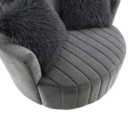 Hoople Dark Gray Swivel Chair - Ornate Home