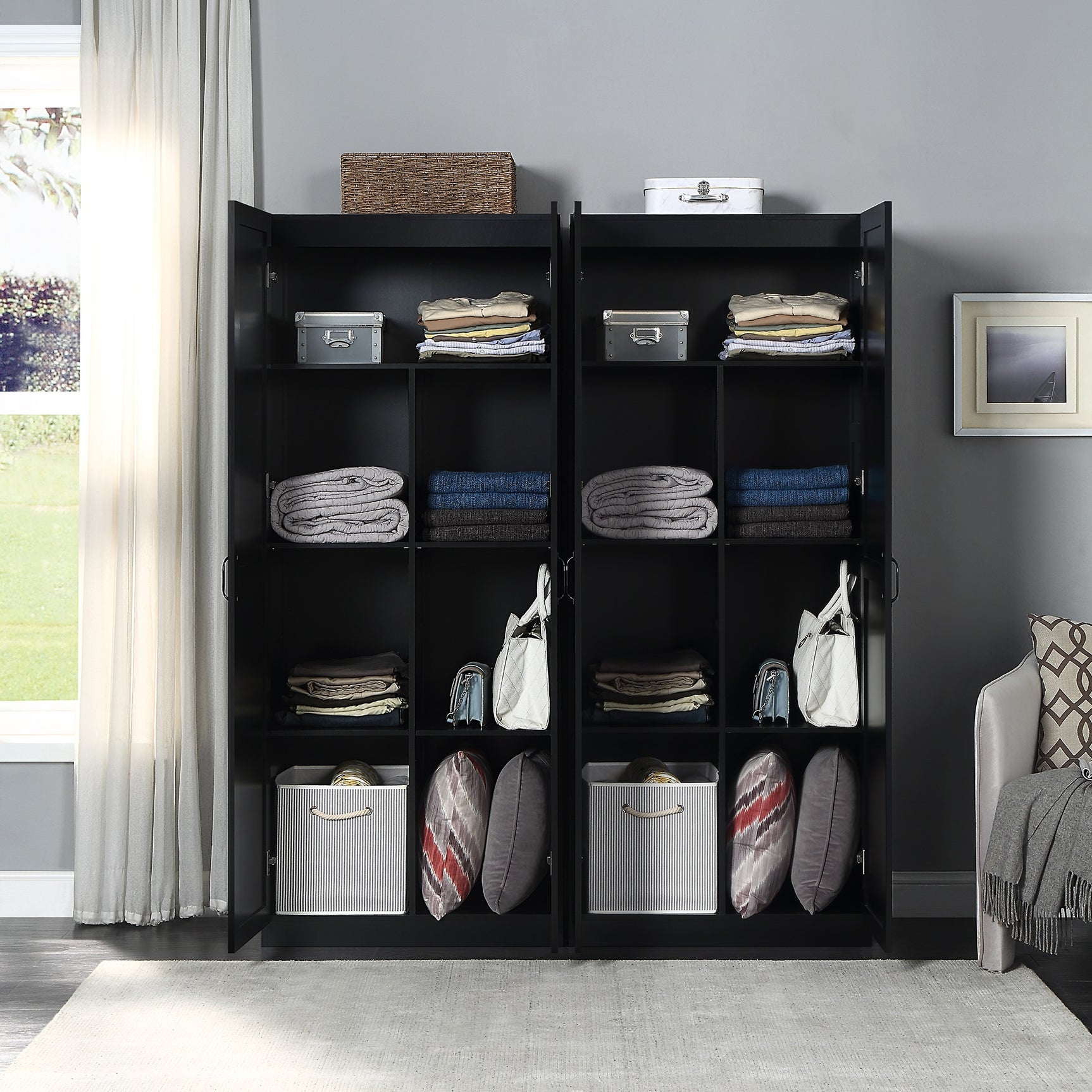 Hopkins Storage Closet 2.0 in Black (set of 2) - Ornate Home