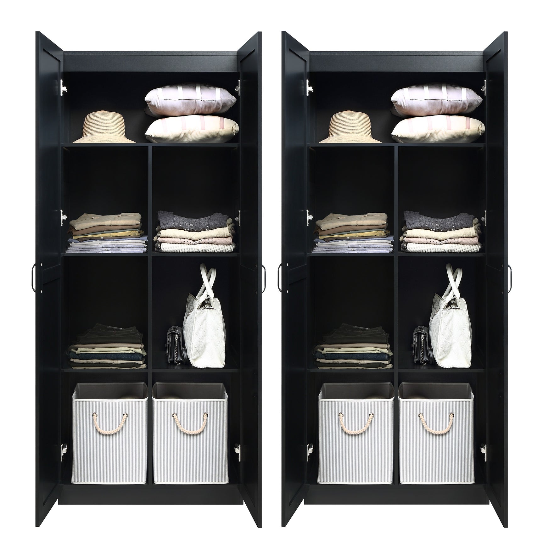 Hopkins Storage Closet 2.0 in Black (set of 2) - Ornate Home