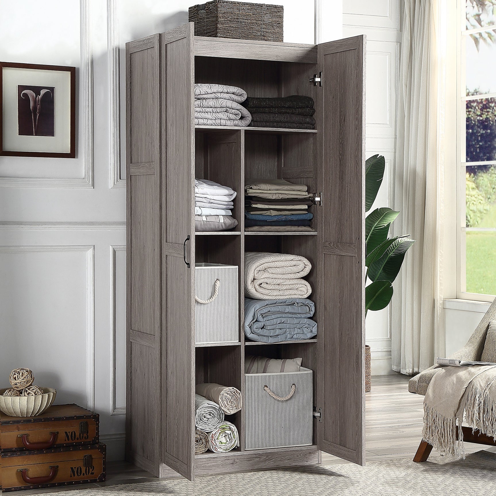 Hopkins Storage Closet 2.0 in Grey - Ornate Home