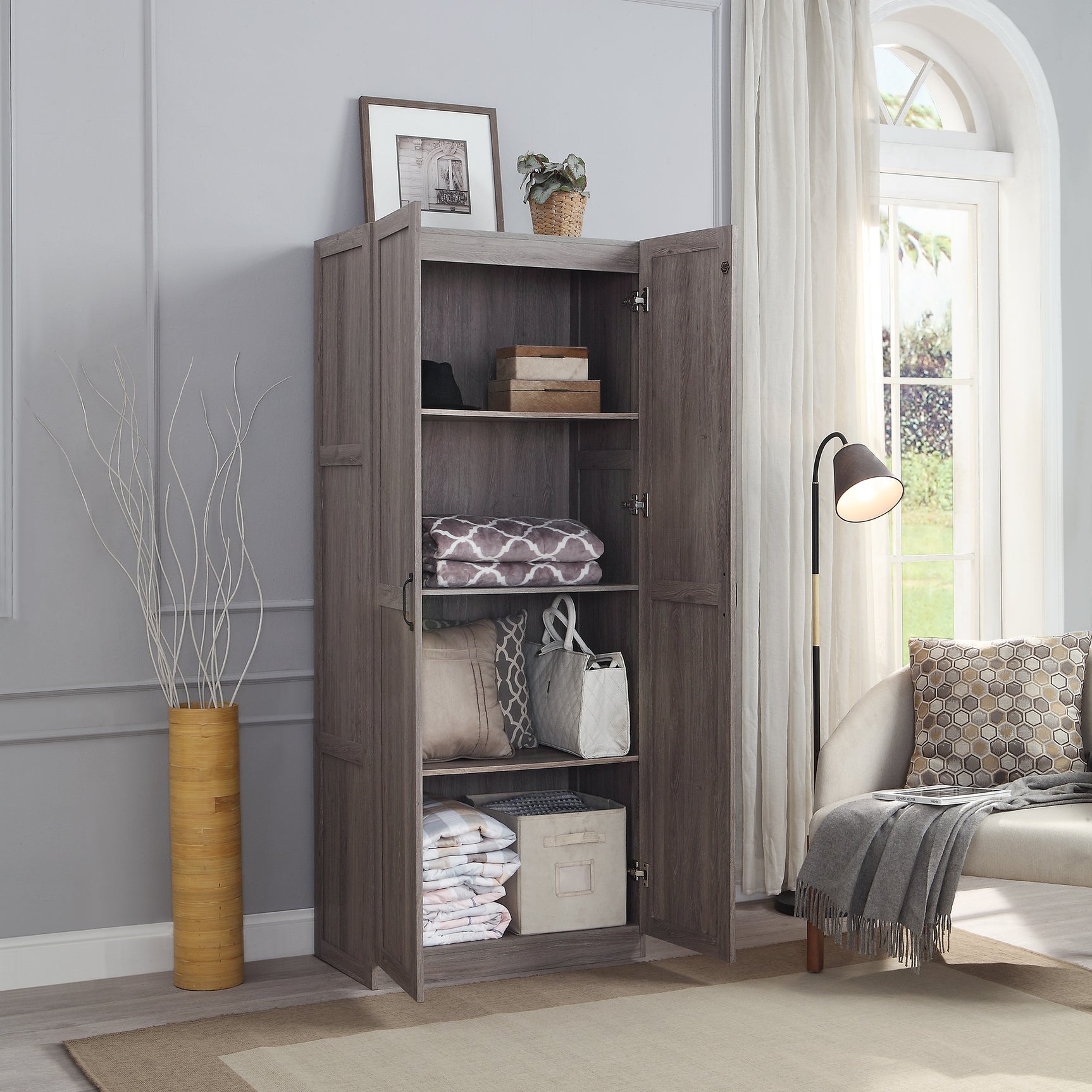 Hopkins Storage Closet 3.0 in Grey - Ornate Home
