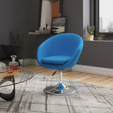 Hopper Swivel Adjustable Height Chair in Blue and Polished Chrome - Ornate Home