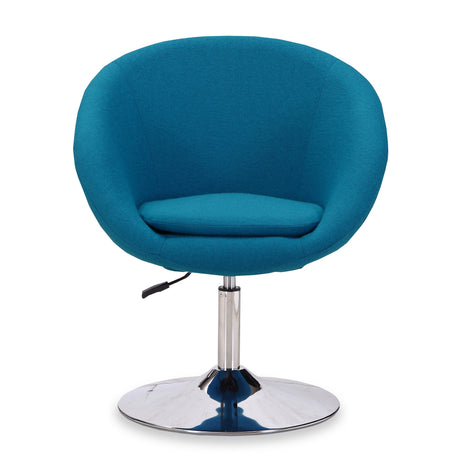 Hopper Swivel Adjustable Height Chair in Blue and Polished Chrome - Ornate Home
