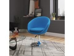 Hopper Swivel Adjustable Height Chair in Blue and Polished Chrome (set of 2) - Ornate Home