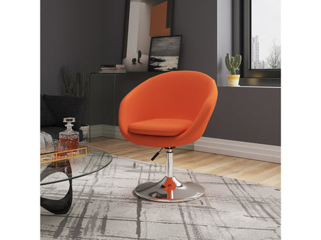 Hopper Swivel Adjustable Height Chair in Orange and Polished Chrome (Set of 2) - Ornate Home