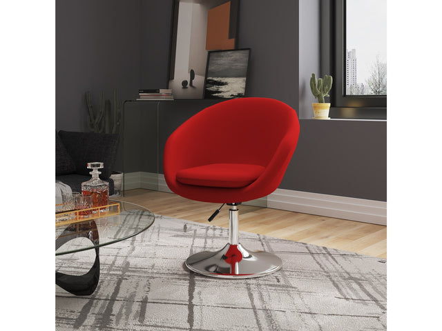 Hopper Swivel Adjustable Height Chair in Red and Polished Chrome (set of 2) - Ornate Home