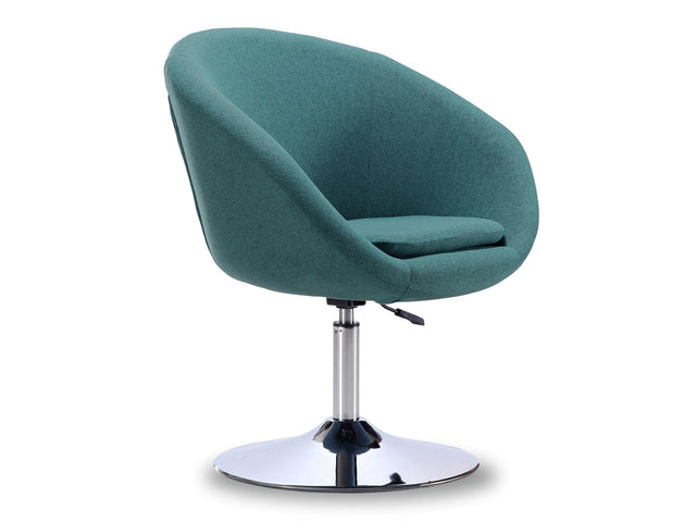 Hopper Swivel Adjustable Height Chair in Sky Blue and Polished Chrome - Ornate Home