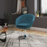 Hopper Swivel Adjustable Height Chair in Sky Blue and Polished Chrome - Ornate Home