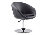 Hopper Swivel Adjustable Height Faux Leather Chair in Black and Polished Chrome - Ornate Home
