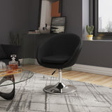 Hopper Swivel Adjustable Height Faux Leather Chair in Black and Polished Chrome - Ornate Home