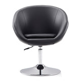 Hopper Swivel Adjustable Height Faux Leather Chair in Black and Polished Chrome - Ornate Home