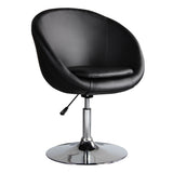 Hopper Swivel Adjustable Height Faux Leather Chair in Black and Polished Chrome - Ornate Home