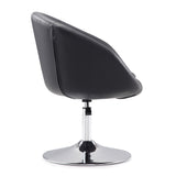 Hopper Swivel Adjustable Height Faux Leather Chair in Black and Polished Chrome - Ornate Home