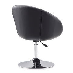 Hopper Swivel Adjustable Height Faux Leather Chair in Black and Polished Chrome - Ornate Home