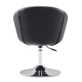 Hopper Swivel Adjustable Height Faux Leather Chair in Black and Polished Chrome - Ornate Home