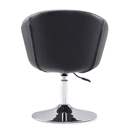Hopper Swivel Adjustable Height Faux Leather Chair in Black and Polished Chrome - Ornate Home