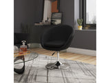 Hopper Swivel Adjustable Height Faux Leather Chair in Black and Polished Chrome (set of 2) - Ornate Home
