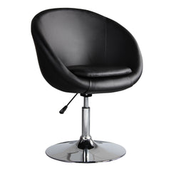 Hopper Swivel Adjustable Height Faux Leather Chair in Black and Polished Chrome (set of 2) - Ornate Home