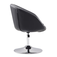 Hopper Swivel Adjustable Height Faux Leather Chair in Black and Polished Chrome (set of 2) - Ornate Home