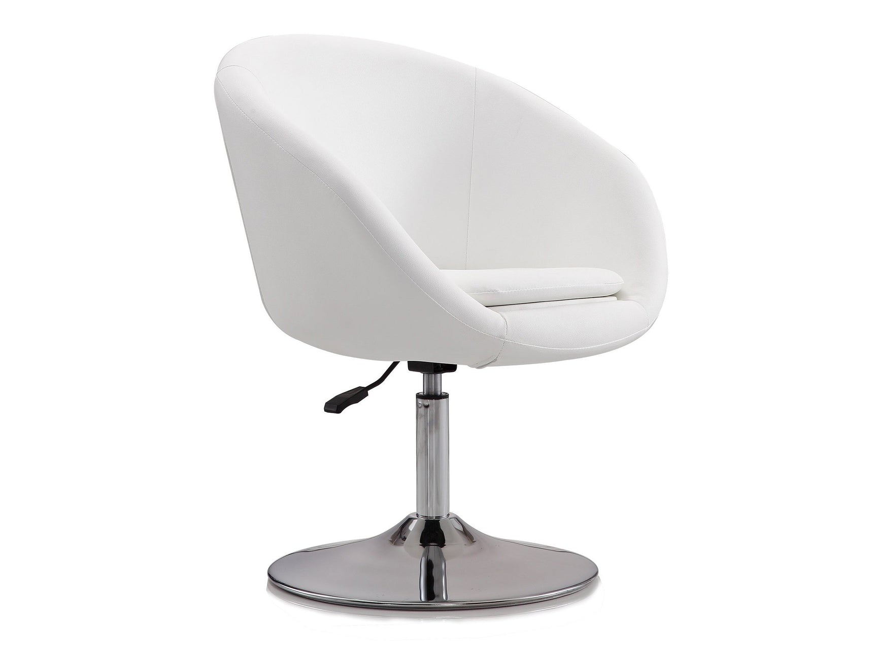 Hopper Swivel Adjustable Height Faux Leather Chair in White and Polished Chrome - Ornate Home