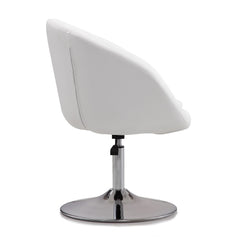 Hopper Swivel Adjustable Height Faux Leather Chair in White and Polished Chrome - Ornate Home