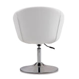Hopper Swivel Adjustable Height Faux Leather Chair in White and Polished Chrome - Ornate Home