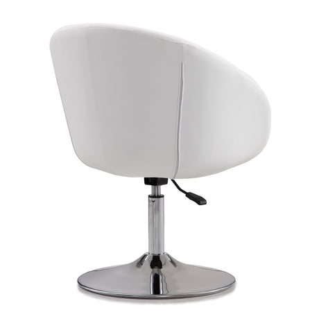 Hopper Swivel Adjustable Height Faux Leather Chair in White and Polished Chrome - Ornate Home