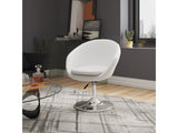 Hopper Swivel Adjustable Height Faux Leather Chair in White and Polished Chrome (set of 2) - Ornate Home