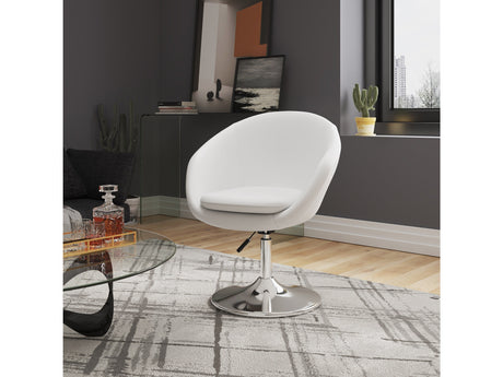 Hopper Swivel Adjustable Height Faux Leather Chair in White and Polished Chrome (set of 2) - Ornate Home