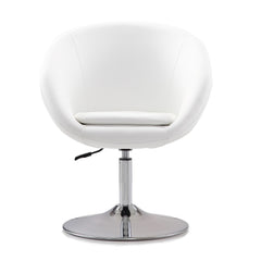Hopper Swivel Adjustable Height Faux Leather Chair in White and Polished Chrome (set of 2) - Ornate Home