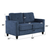 Horatio Navy Chenille Loveseat - Ornate Home