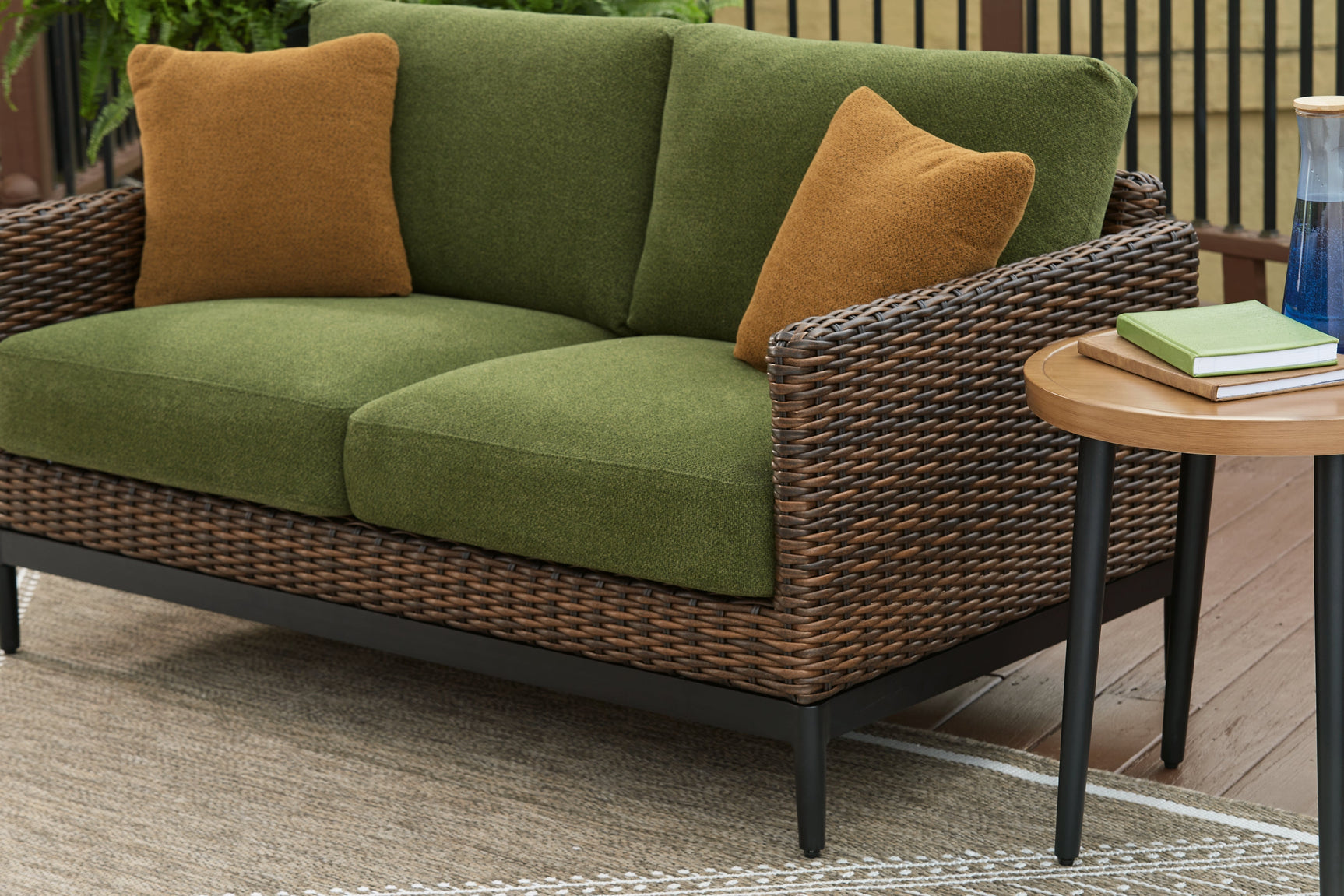 Horizon Hall Brown/Green Loveseat w/Cushion (Online Special Price) - Ornate Home