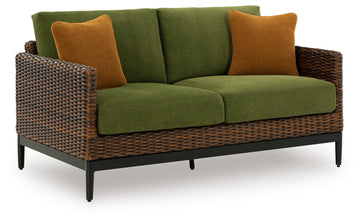 Horizon Hall Brown/Green Loveseat w/Cushion - Ornate Home