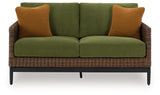 Horizon Hall Brown/Green Loveseat w/Cushion - Ornate Home
